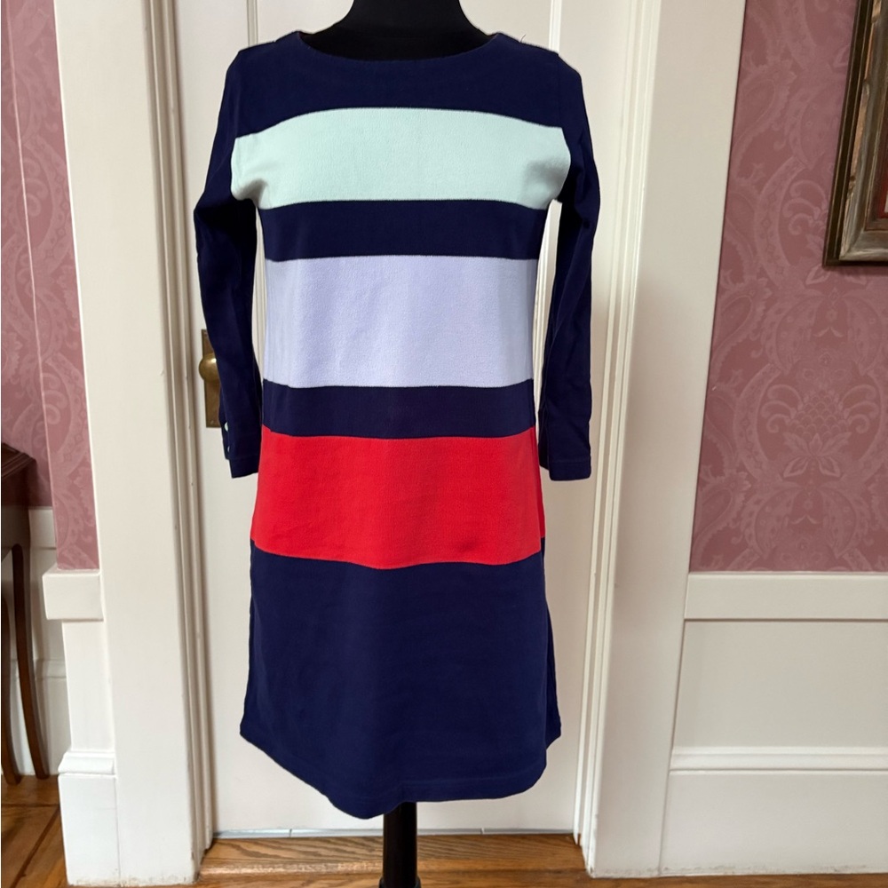 Anthro Navy and Red Striped Mod Dress